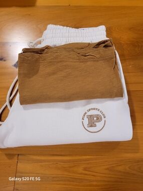 PINK Victoria's Secret Cream Joggers with Tan Crop Tank